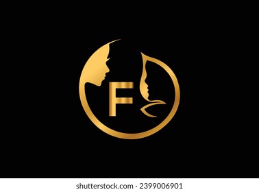 Latter F women Beautiful - vector logo concept illustration