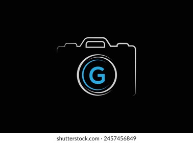 latter G photograpy camera logo design vector illustration