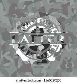 Latter grey camo emblem. Vector Illustration.