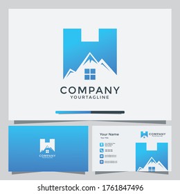 Latter H Mountain House Logo With Business Card