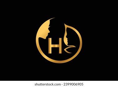 Latter H women Beautiful - vector logo concept illustration