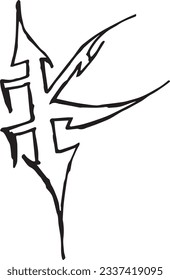 latter  illustration alphabet K sword style vector art