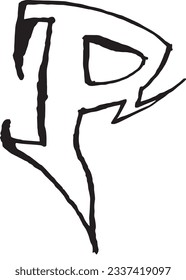 latter  illustration alphabet P sword style vector art