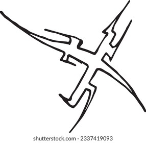 latter  illustration alphabet X sword style vector art