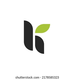 Latter K + Leaf Logo, minimalist and modern