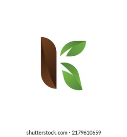Latter K + Leaf Logo, minimalist and modern