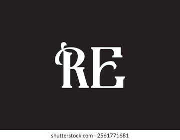 RE latter ligature typography logo design template
