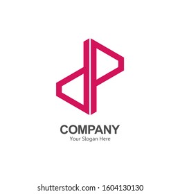 The latter logo dp.design the combination of the letters d and p to be a unique and simple symbol, with a hexagon shape. Pink texture. For corporate brands and graphic design. Modern logo template, ve