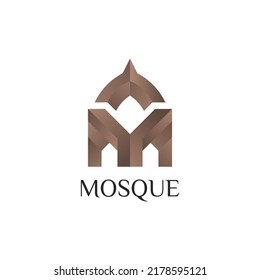 Latter M + Mosque Logo, minimalist and modern