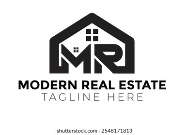 Mais tarde mr moderno design logotipo imobiliário. este design é muito fácil e minimalista.