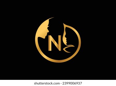 Latter N women Beautiful - vector logo concept illustration