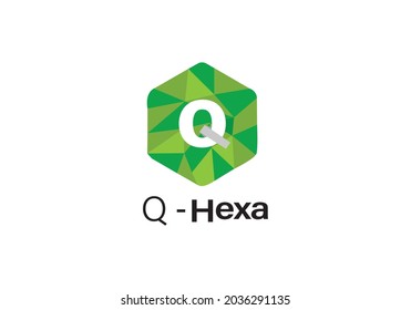 Diseño del icono del logotipo del hexágono del vector Q más reciente