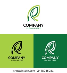 Latter R with leaf view logo for agriculture business brand icon logo design