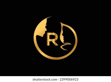 Latter R women Beautiful - vector logo concept illustration