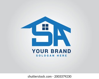 Latter S A With Home Logo Design Template