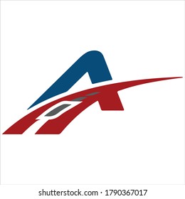 A latter simple abstract logo for using blue and red color