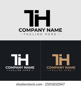 LATTER T, I AND H LOGO TEMPLATE VECTOR. BLACK AND WHITE BACKGROUND