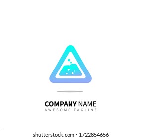 latter a or triangle logo with fluid icon and gradient color style vector
