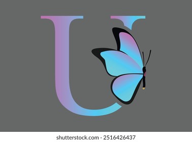 última U design logotipo borboleta para sua empresa 
