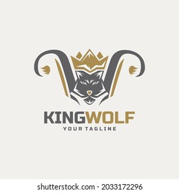 último W diseño del logotipo de la corona del lobo rey ilustración vectorial 