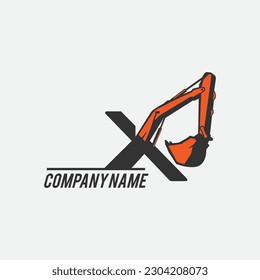 Latter X Creative excavator illustration for logo template.EPS 10