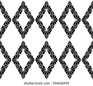 Lattice argyle seamless pattern. Monochrome geometric shapes background. Vector illustration