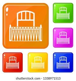 Lattice balcony icons set collection vector 6 color isolated on white background
