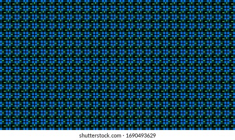 Lattice of blue, black squares and green rectangles.