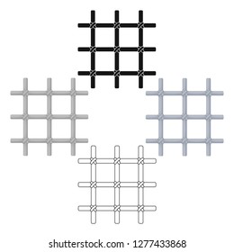 Lattice in the cell of the prisoner. A metal door to hold criminals.Prison single icon in cartoon style vector symbol stock illustration.