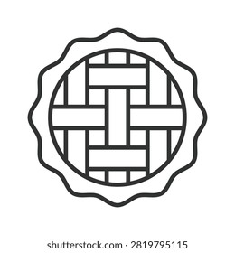 Lattice crust pie icon in line design. Dessert, food, baking, pastry, sweet, fruit, homemade on white background vector. Lattice crust pie editable stroke icon