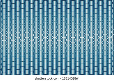 Lattice curves vector template, geometric graphic design. Abstract background with blue hexagons, honeycomb. Curves grid texture for cover, banner layout.