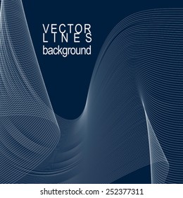 Lattice decorative wavy template, dark vector background with silky textile curves, motif 3d abstract chiffon tulle.