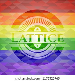 Lattice emblem on mosaic background with the colors of the LGBT flag