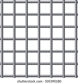 Lattice of fitting. Reinforcement steel for building. Vector illustration Isolated on white background.