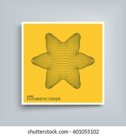 Lattice Geometric Element. 3D Connection Structure. Textbook, booklet or notebook mockup. Business brochure. Cover design template. Vector Illustration. 