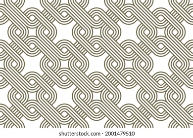 Lattice geometric seamless pattern vector design, trendy retro style minimal grid tiling, monochrome net linear art.