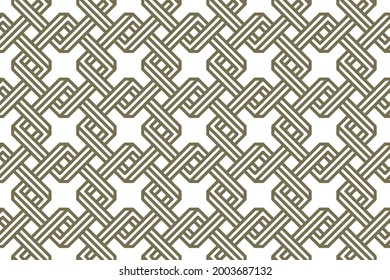 Lattice geometric seamless pattern vector design, trendy retro style minimal grid tiling, monochrome net linear art.