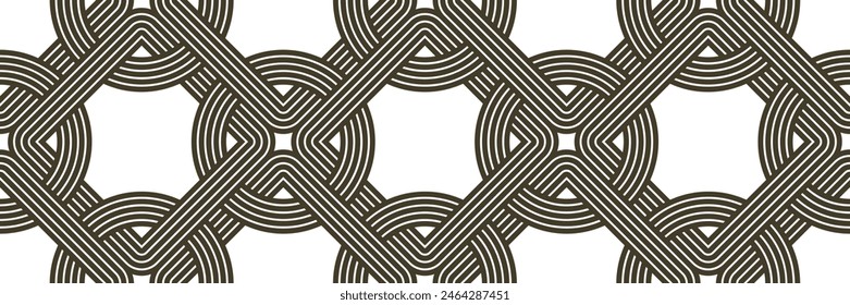 Gittergeometrische nahtlose Muster-Vektorgrafik-Design, trendige Retro-Stil minimale Gitter-Fliesen, monochrome Netzlinearkunst.