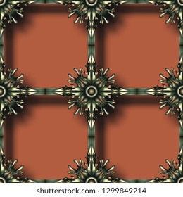 Lattice. Openwork forged grille. Seamless vintage background with lace elements. The basis for your site. Vector graphics