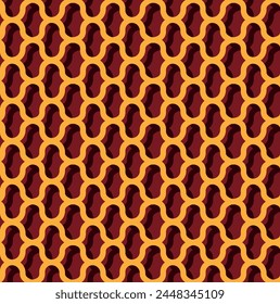 Patrón sin costuras de enrejado naranja sobre fondo burdeos. Patrón de Vector para fondo y embalaje