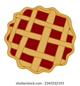 Lattice pie crust with red fruit or berry filling, vector