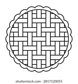 Lattice pie top view outline icon vector illustration