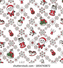 lattice Snowflakes seamless pattern. winter sky Vector illustration.