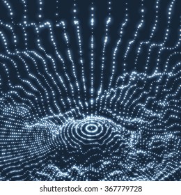 Lattice Structure. Network Technology Communication Background. Abstract Science or Technology Background. Graphic Design. Social Network Illustration with Particle. 3D Grid Surface. Cyberspace Grid