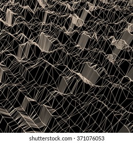 Lattice Structure. Network Technology Communication Background. Abstract Science or Technology Background. Graphic Design. Social Network Illustration with Particle. 3D Grid Surface. Cyberspace Grid