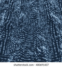 Estructura de celosías. Antecedentes de la Comunicación de Tecnología de Red. Resumen de antecedentes científicos o tecnológicos. Diseño Gráfico. Ilustración de redes sociales con partícula. Superficie de cuadrícula 3D. Ciberespacio