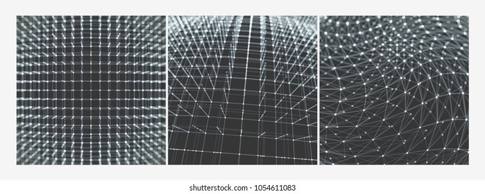 Lattice structure. Science or technology background. Graphic design. 3d grid surface. Abstract vector illustration.