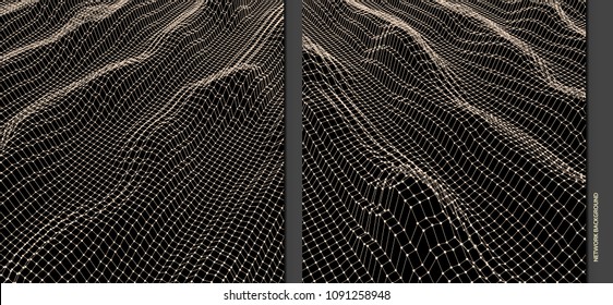 Gitterstruktur. Wissenschaft oder Technologie, Hintergrund. Grafikdesign. 3D-Rasteroberfläche. Abstrakte Vektorgrafik.