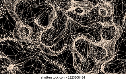 Lattice structure. Science or technology background. Graphic design. 3d grid surface. Abstract vector illustration.