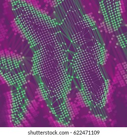 Lattice Structure. Science or Technology Background. Graphic Design. 3D Grid Surface. Abstract  Vector Illustration.